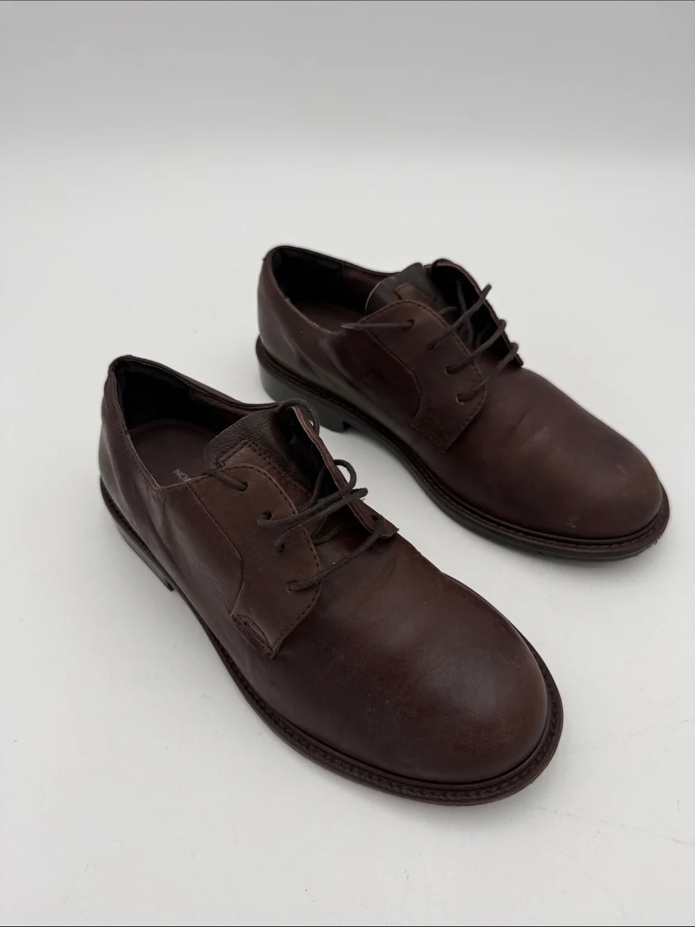 Nordstrom Dark Brown Leather Derby Shoes boys 5M casual school retro comfort